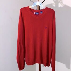 Chaps by Ralph Lauren | Men’s Red Cotton Classic V-Neck Sweater - Size XLarge